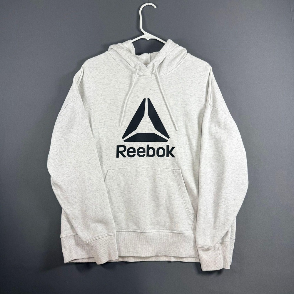 Reebok Pullover Light Gray Hoodie Heather Light Gray XL Long Sleeve